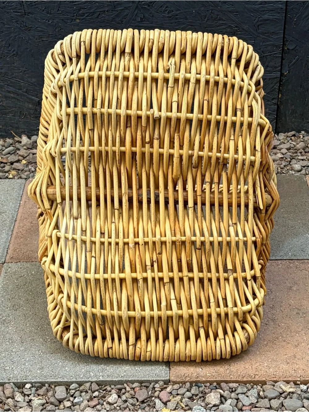 Large Rustic Handwoven Willow Flower Gathering Basket Beige Primitive Wicker